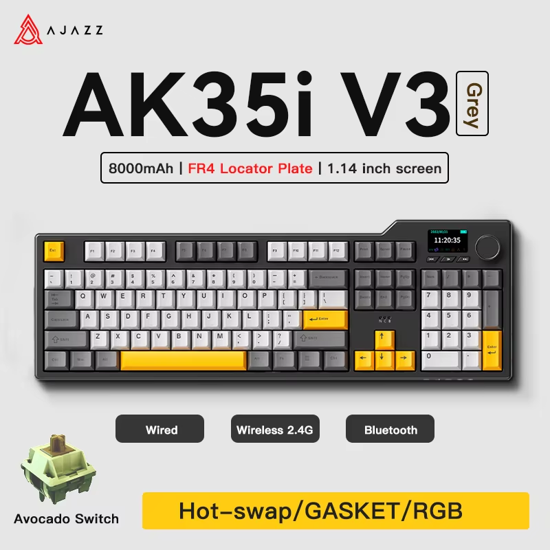 Gaming Keyboard Hot Swappable - Ajazz AK35I V3 MAX Trójtrybowa przewodowa,