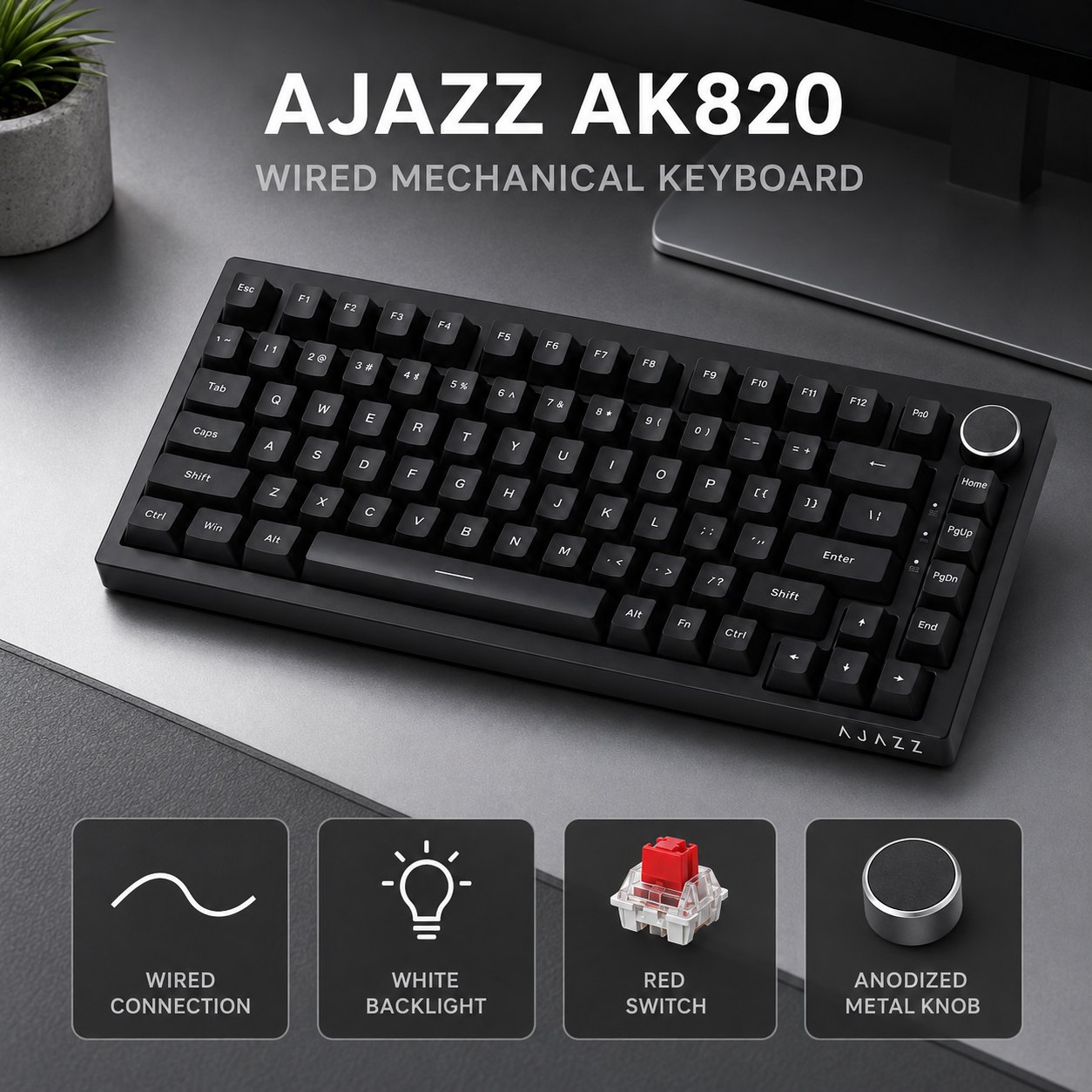 Keyboard Gaming Blue Switch - AJAZZ AK820 i AK820PRO – mechaniczna