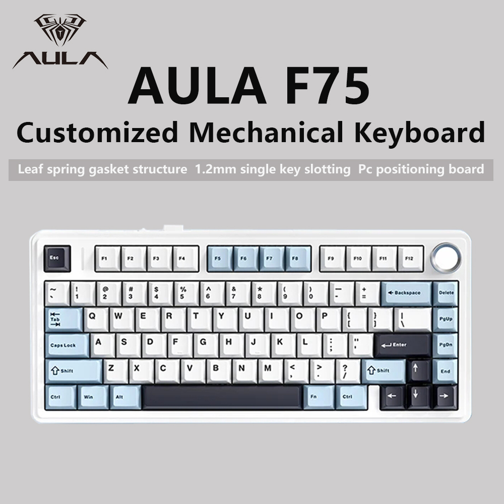 Keyboard Gaming Blue Switch - AULA F75 2.4G bezprzewodowy/Bluetooth/przewodowy mechaniczna klawiatura